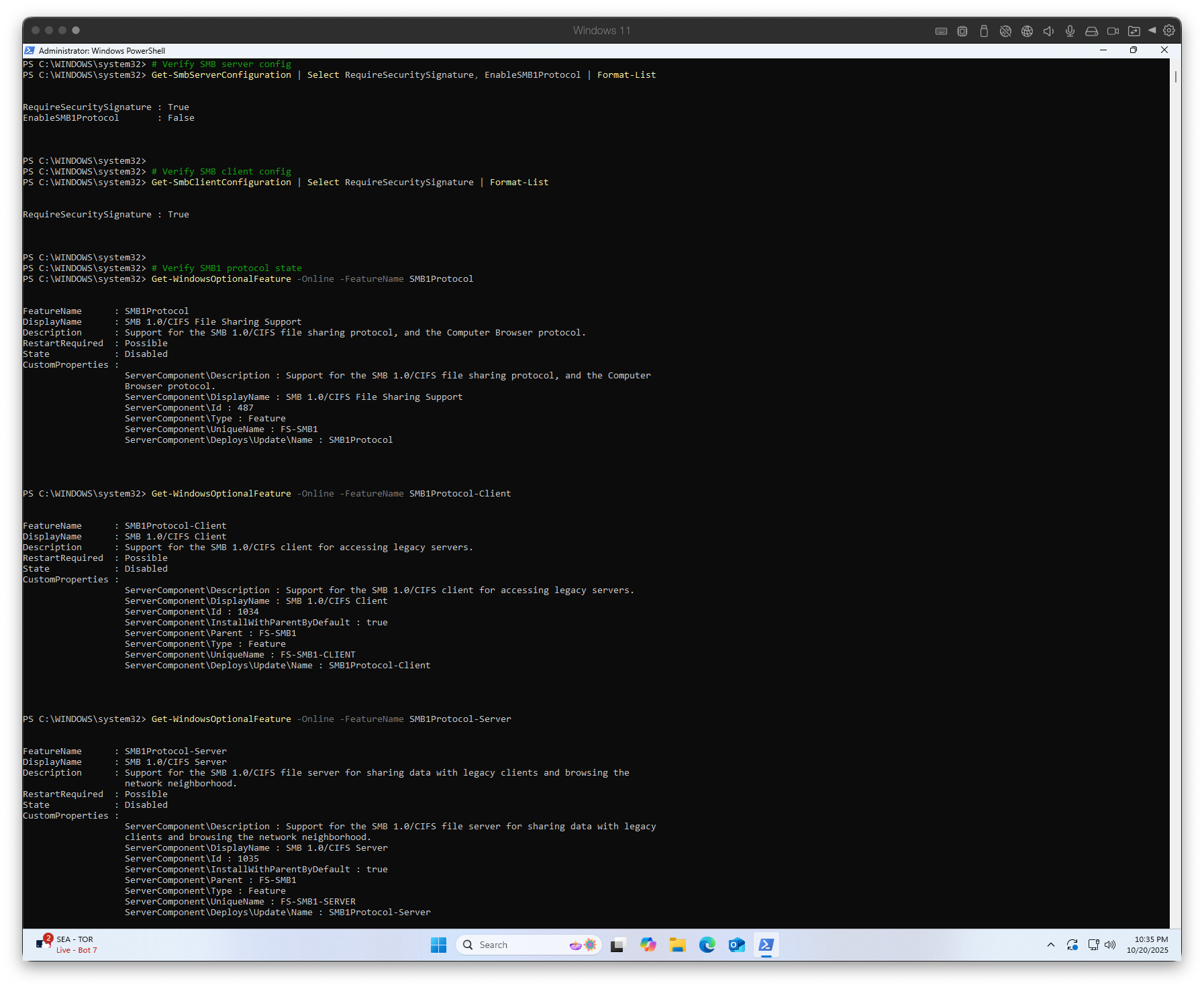Verify SMB configuration